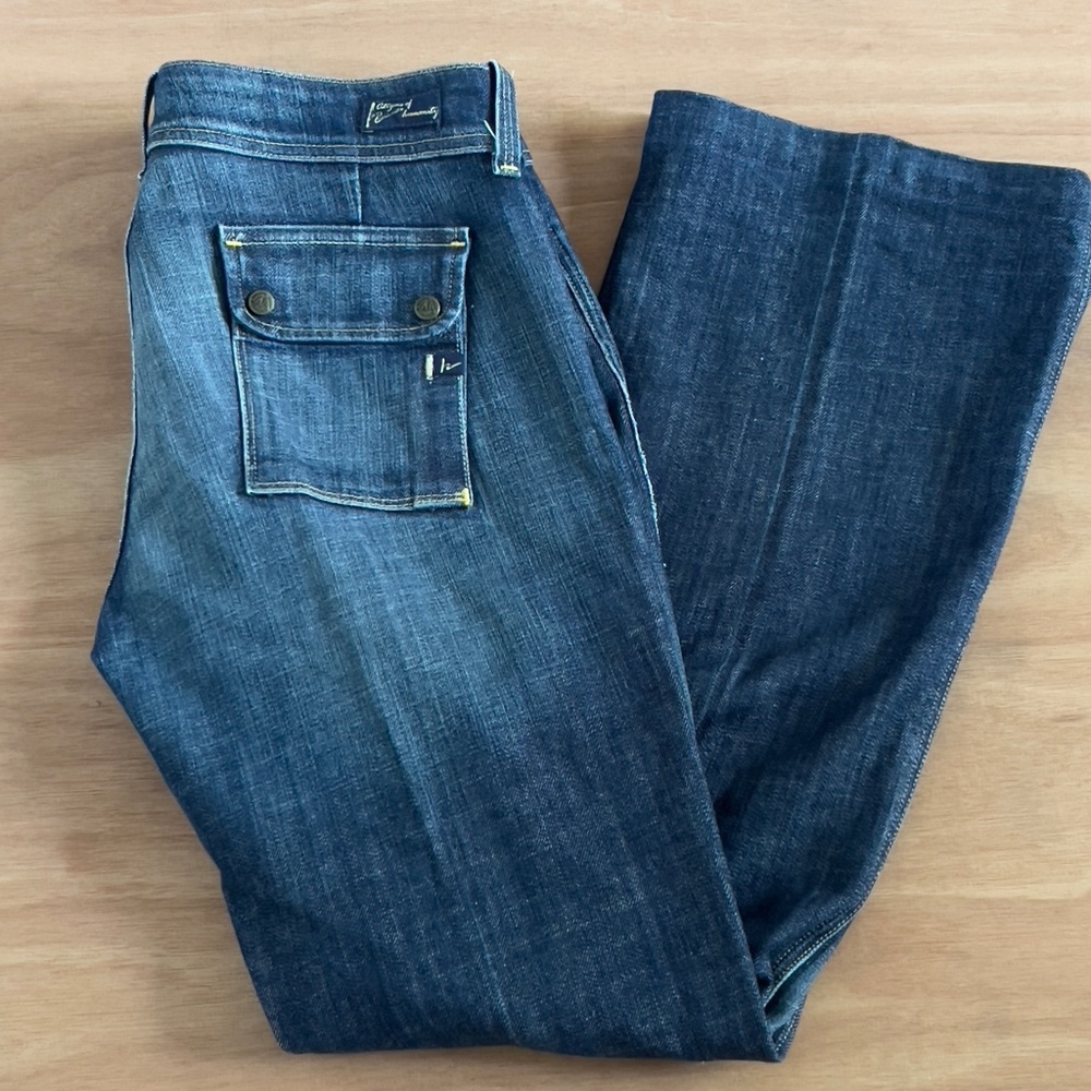 COH Citizens of Humanity low rise wide leg jeans women's sz 30 flap pockets USA
